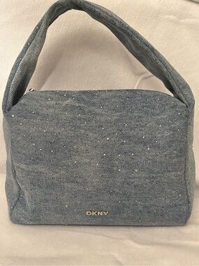 DKNY Light Blue Denim Shoulder Bag with Crystal Accents